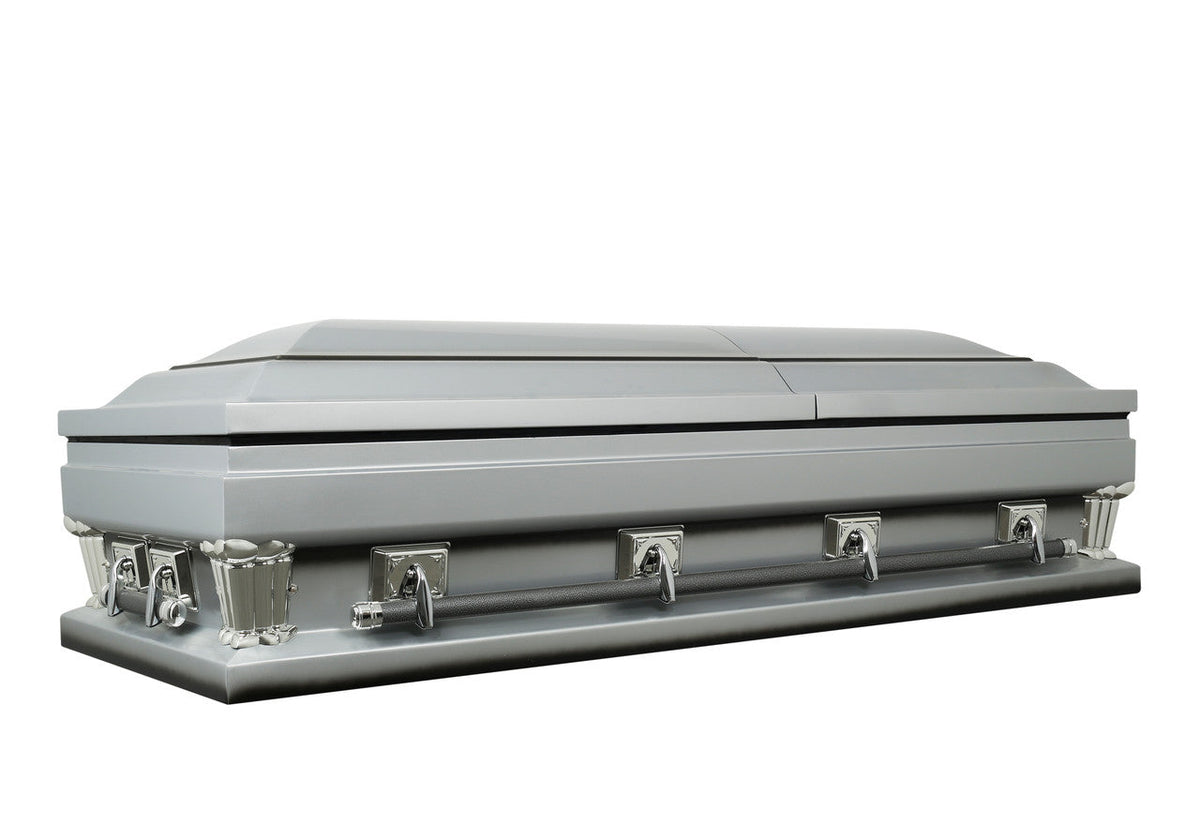 Frank Silver White Velvet Interior 30.5" - Oversize Metal Casket