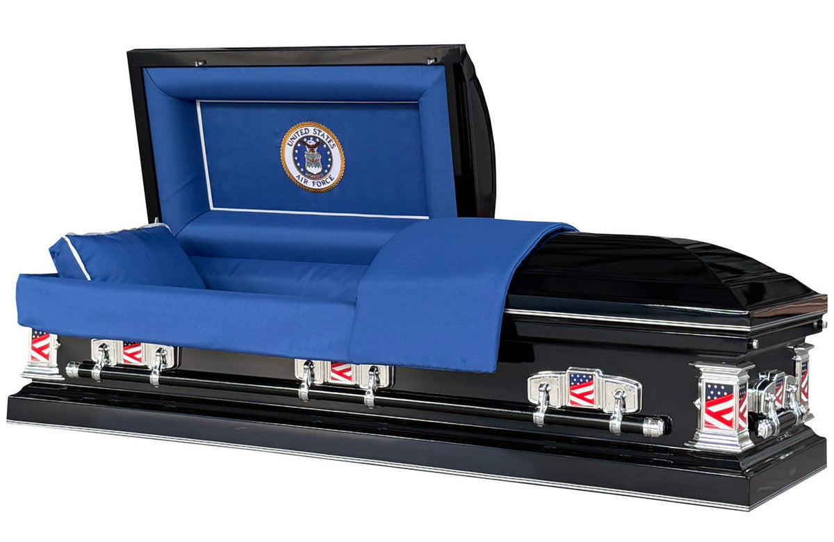 Veterans Air Force with Blue Interior - Metal Casket