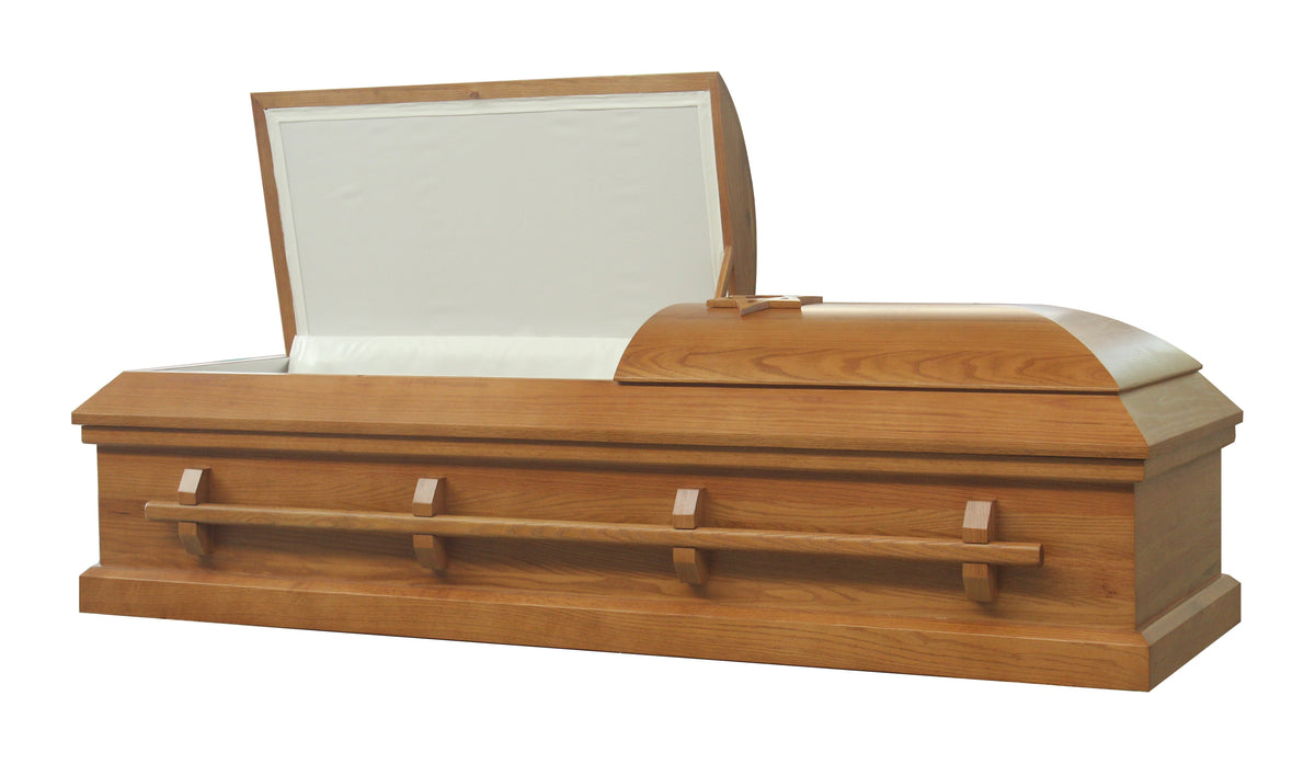 Eternal Star Poplar with White Velvet Interior - Jewish Wood Casket