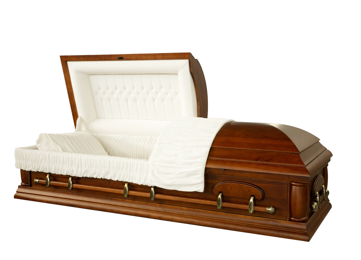 Fairbanks Solid Pecan Casket with Almond Velvet Interior -  Wood Casket