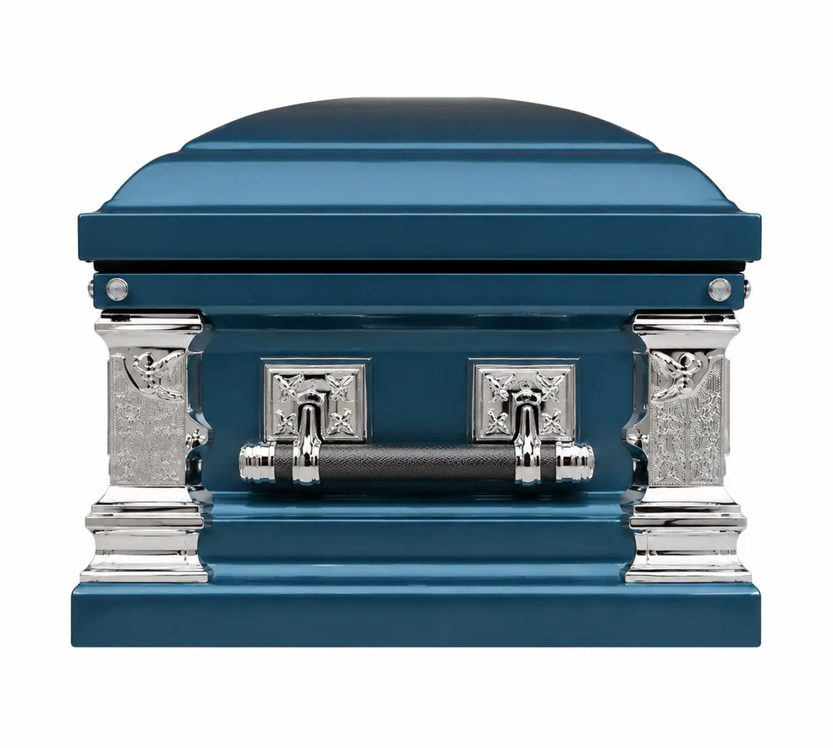 Going Home Casket Monarch Blue with Blue Velvet Interior - Metal Casket