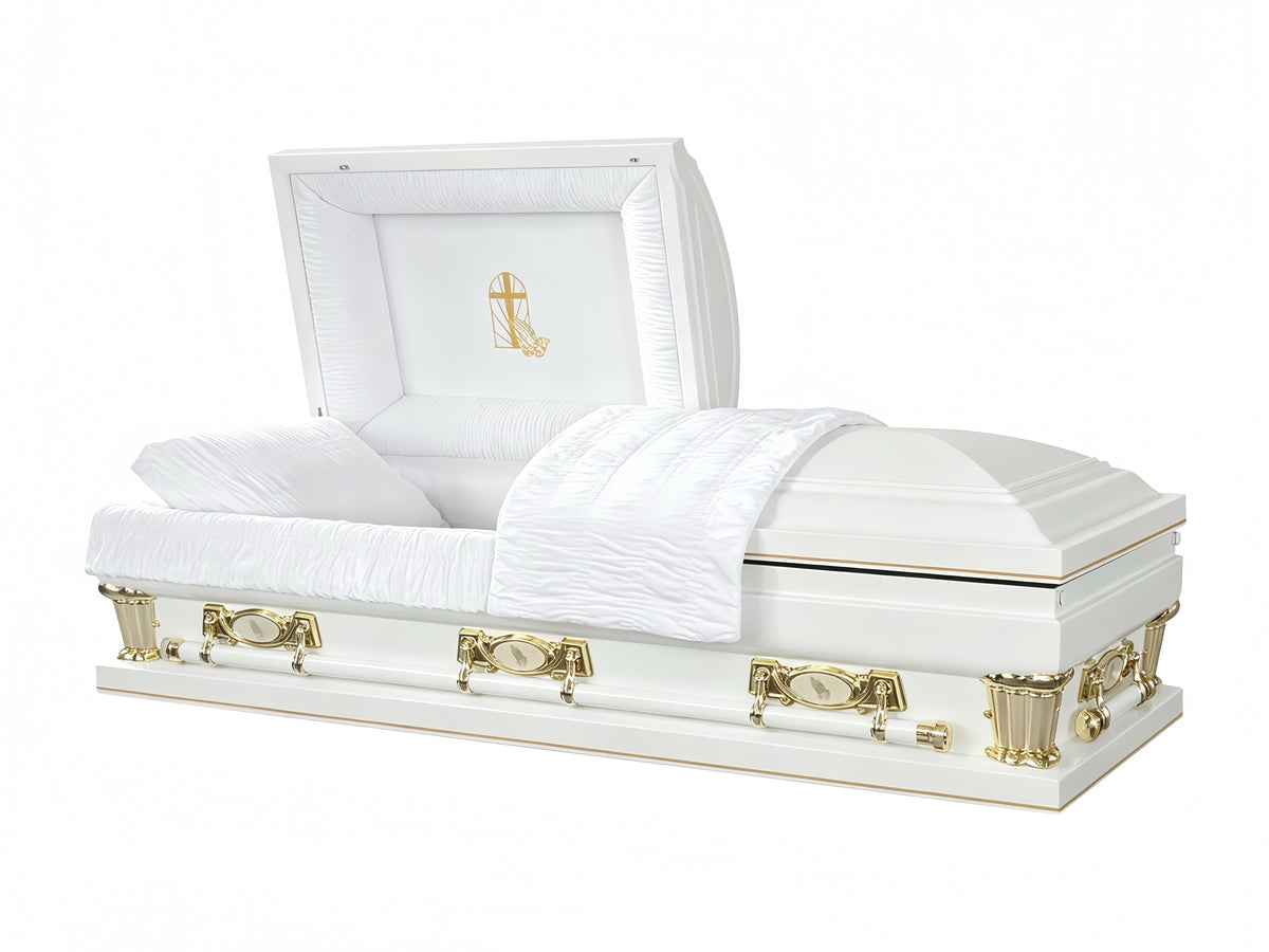 Spectrum Cross with White Velvet Interior - Oversize Metal Casket