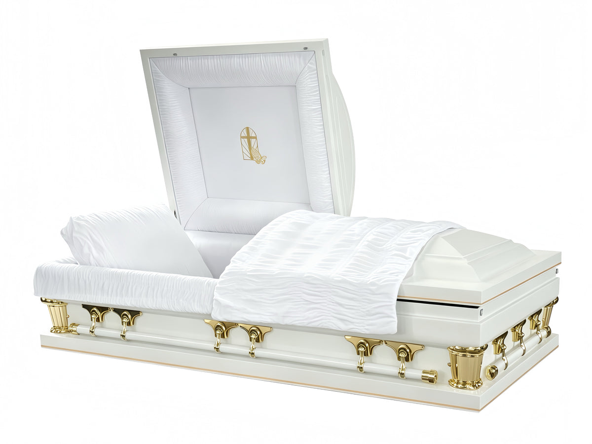 Spectrum Cross with White Velvet Interior - Oversize Metal Casket