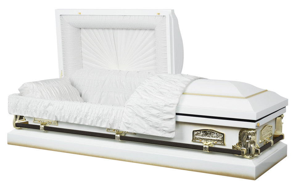 Last Supper' Antique White Casket - Metal Casket