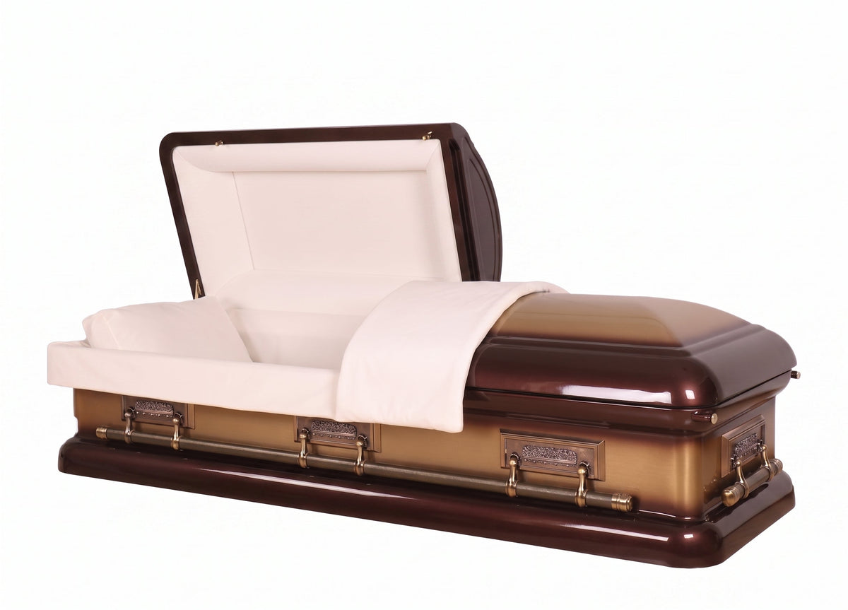 Jewell Pieta Bronze with Almond Velvet Interior - Metal Casket