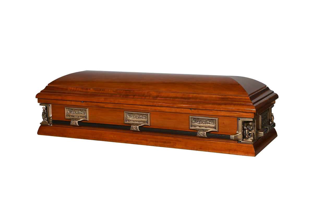 Kingdom Pieta Poplar Wood Walnut Finish with Rosetan Crepe Interior