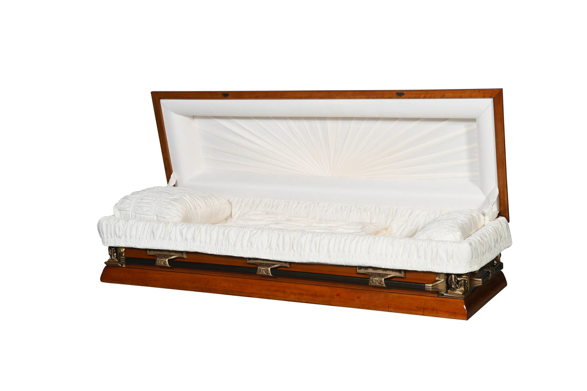 Kingdom Pieta Poplar Wood Walnut Finish with Rosetan Crepe Interior