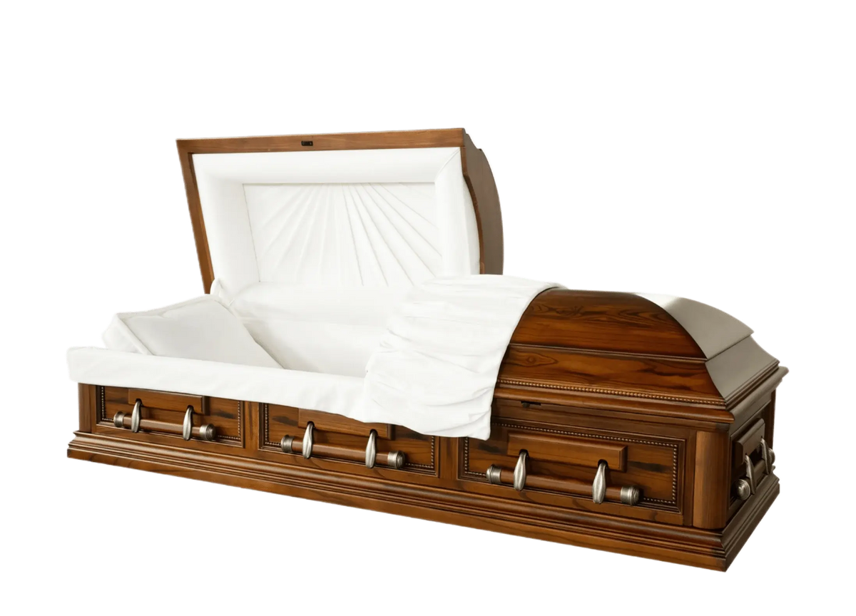 Melody Solid Oak Casket with Ivory Velvet Interior -  Wood Casket