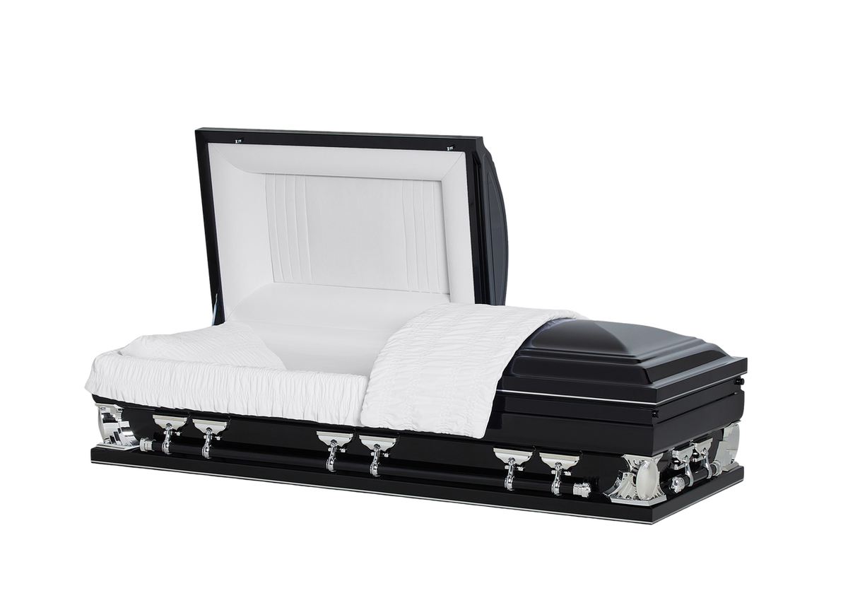 Spectrum Black with White Velvet Interior - Oversize Metal Casket