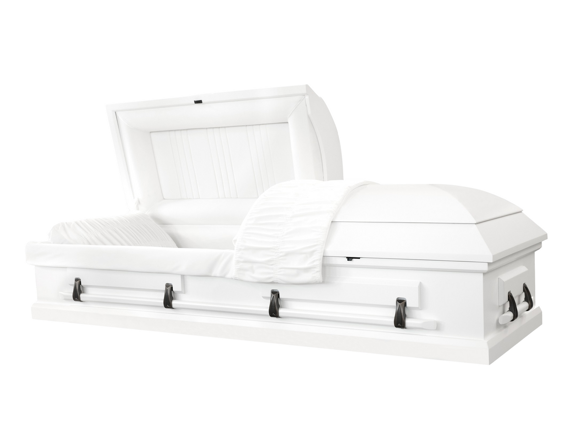 Stouffer White  Finish With White Velvet Interior - Wood Casket
