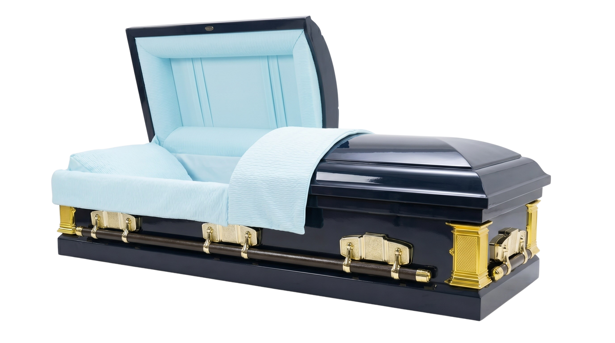 Windsor Blue Veneer Wood With Blue Velvet Interior - Wood Casket