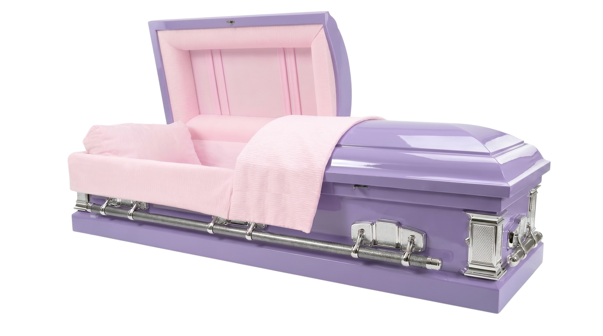 Windsor Lilac Veneer Wood With Pink Velvet Interior - Wood Casket