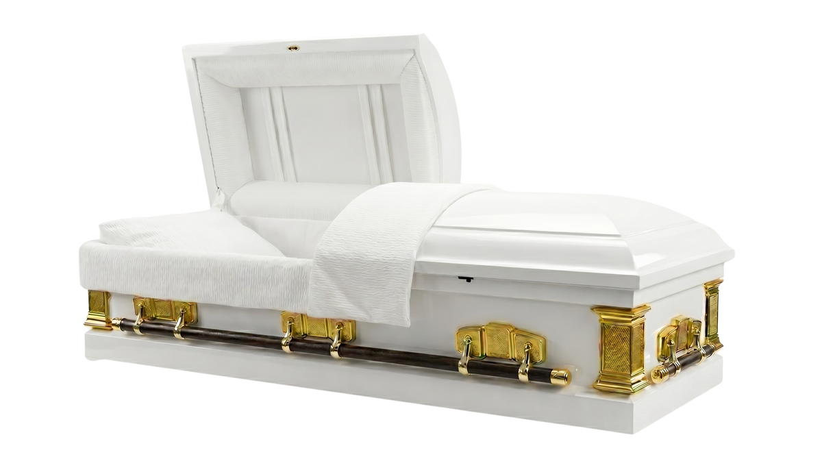 Windsor White Veneer Wood With White Velvet Interior - Wood Casket