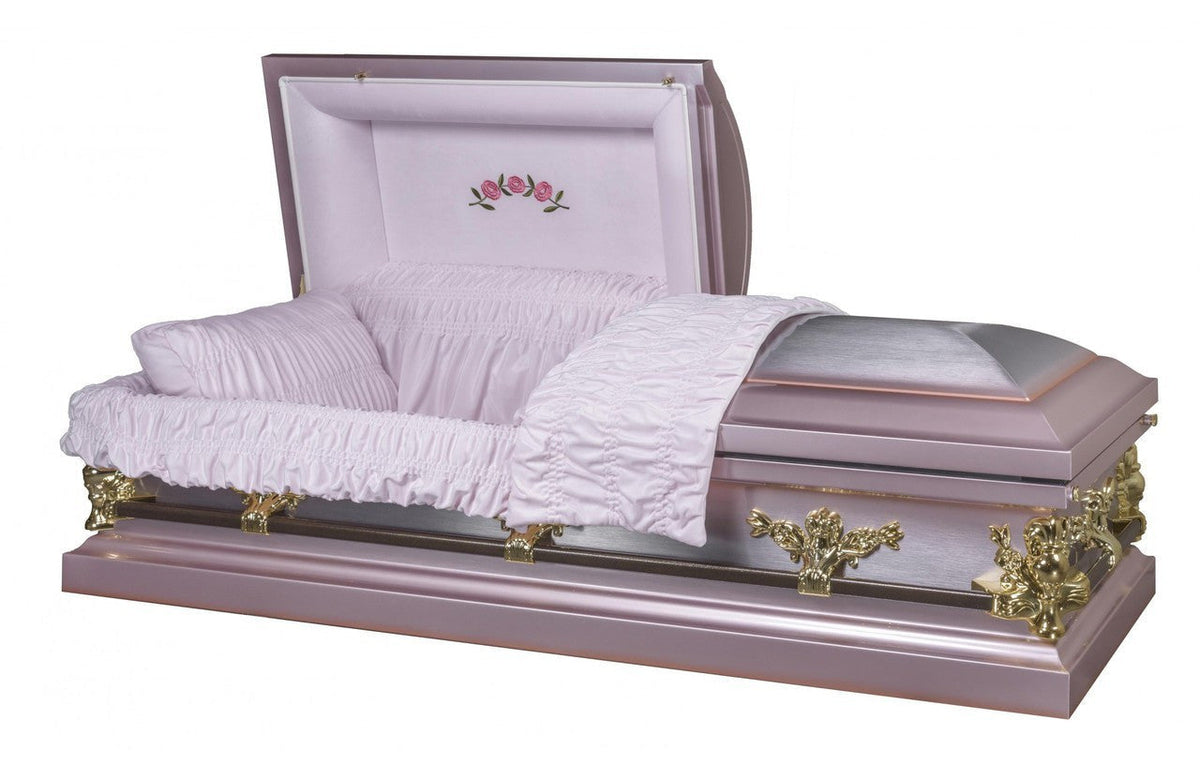 Briar Rose Lilac Purple Casket with Pink Velvet Interior - Metal Casket