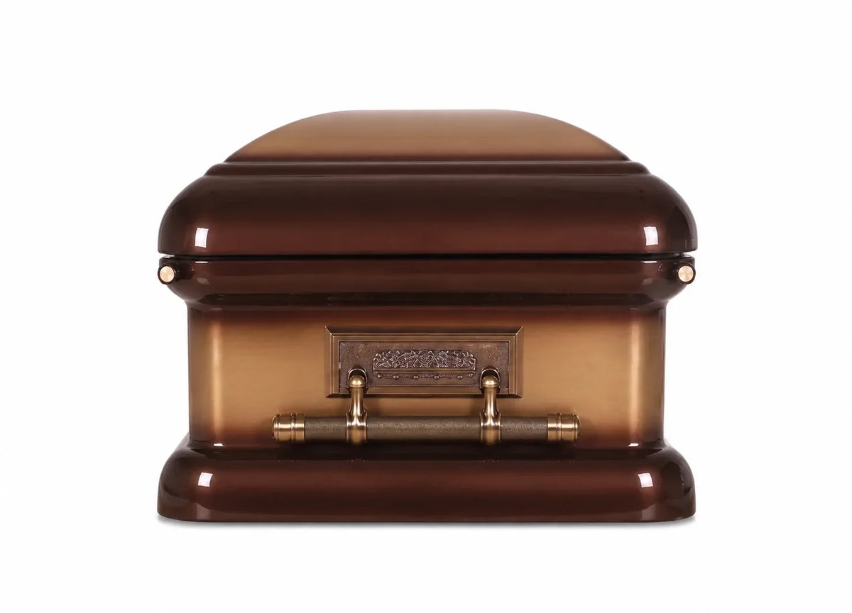 Jewell Pieta Bronze with Almond Velvet Interior - Metal Casket