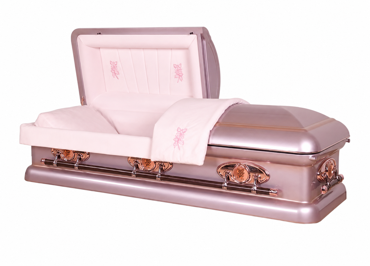 Renaissance Rose Orchid with Pink Velvet Interior - Metal Casket