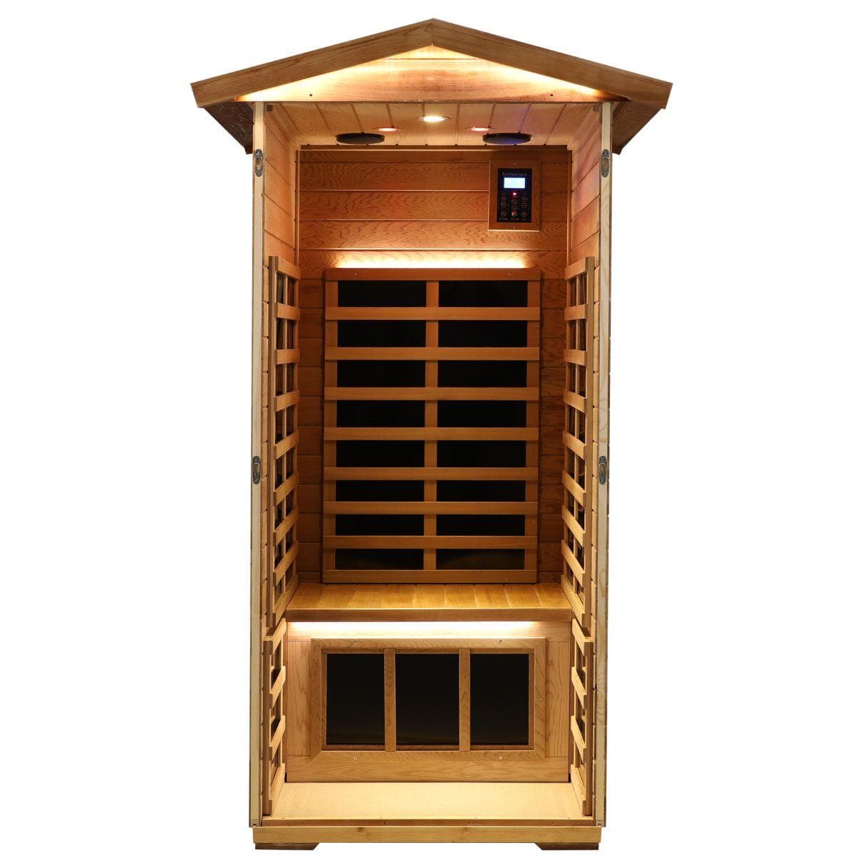 Wearwell-901VR 1 Person Outdoor Ultra-Low EMF Far Infrared Sauna in Red Cedar | Nature's Art, Noble Enjoyment