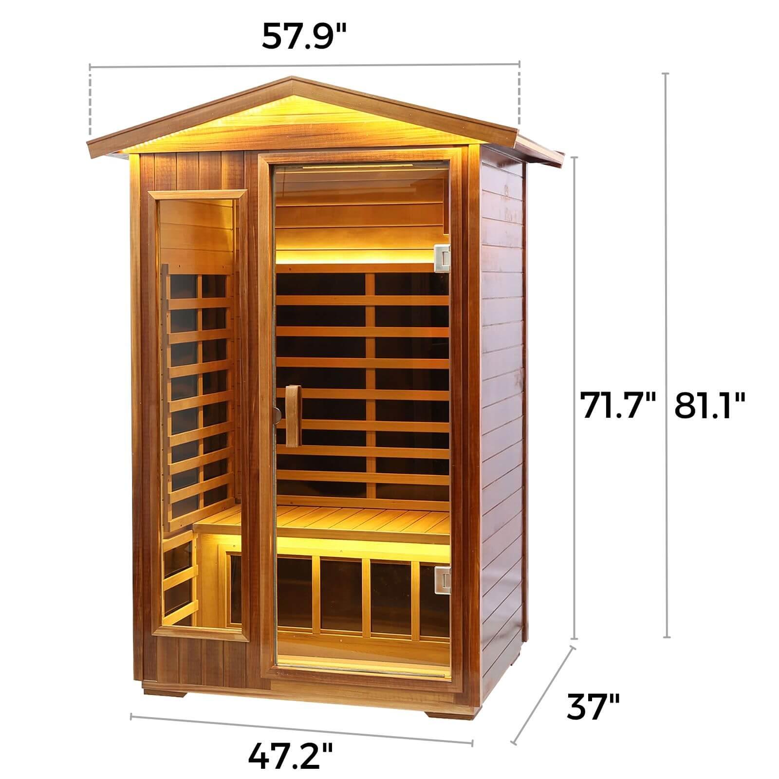 Wearwell-902VR 2 Person Outdoor Ultra-Low EMF Far Infrared Sauna in Red Cedar | Nature's Art, Noble Enjoyment | Value Sale