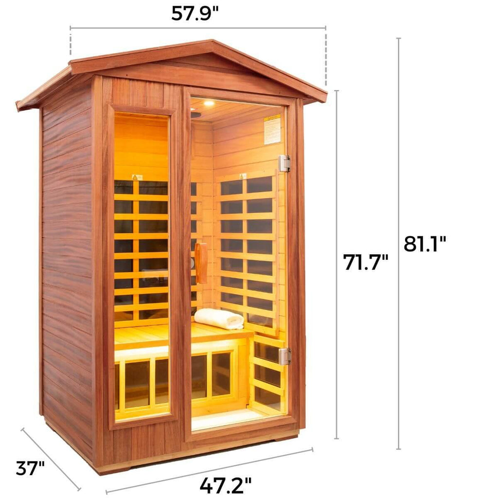 Wearwell-902VT 2 Person Outdoor Ultra-Low EMF Far Infrared Sauna in Mahogany | Value Sale