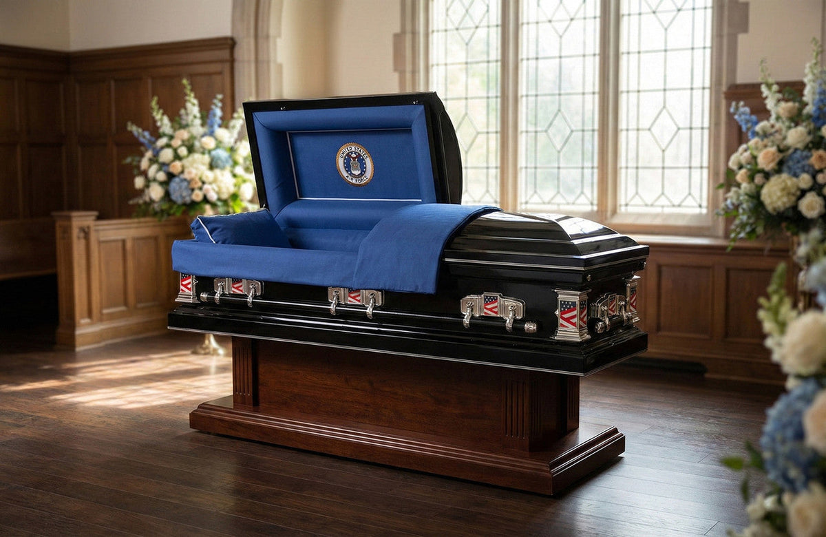 Veterans Air Force with Blue Interior - Metal Casket
