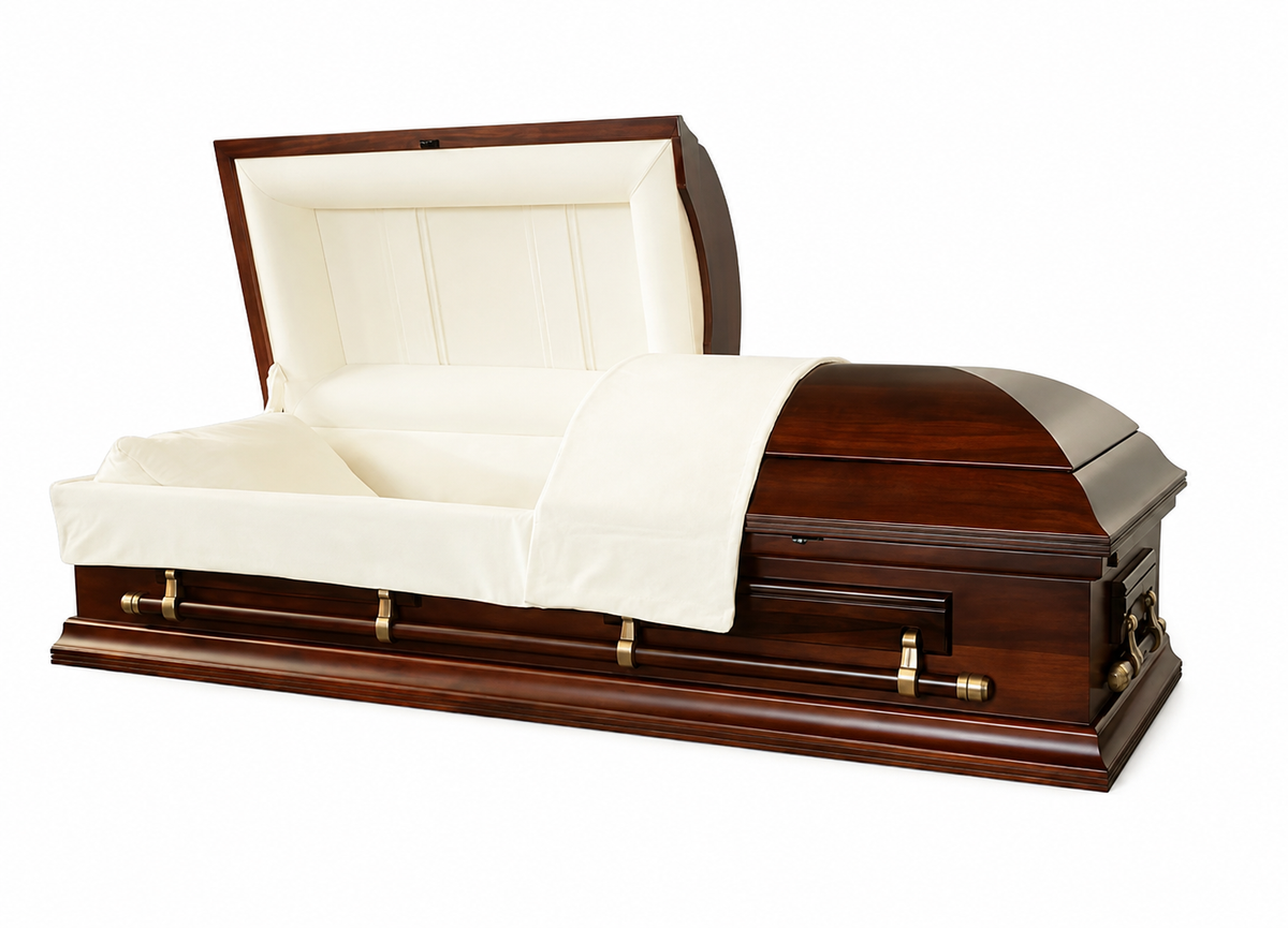 Winston Solid Walnut with White Velvet Interior - Wood Casket