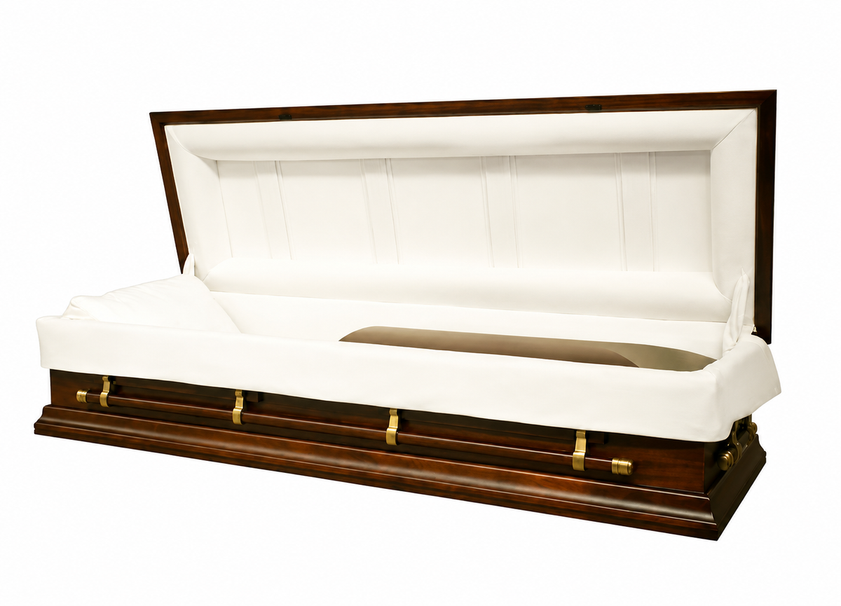 Winston Solid Walnut with White Velvet Interior - Wood Casket